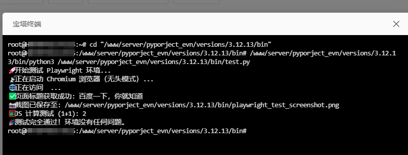 在宝塔Python 3.12环境折腾Playwright全记录